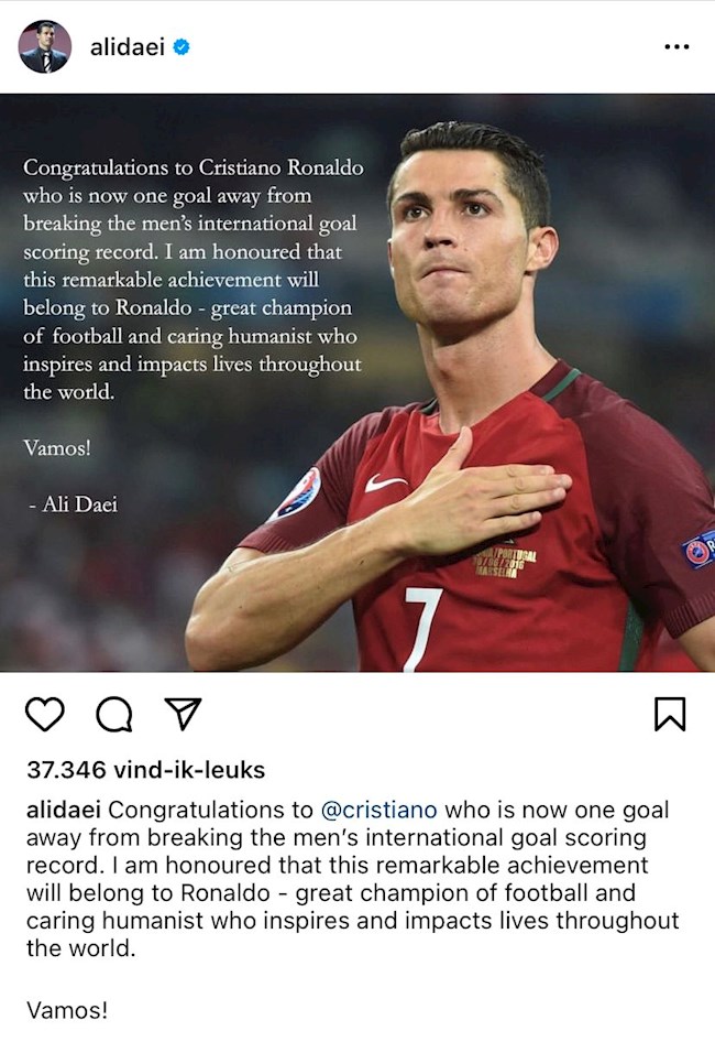 Bị Ronaldo san bằng kỷ lục ghi bàn mọi thời đại cho ĐTQG, huyền thoại Ali Daei nói gì? - Ảnh 1