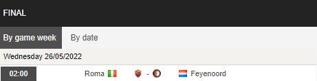 Biến động tỷ lệ kèo Roma vs Feyenoord, 2h00 ngày 26/5 - Ảnh 1