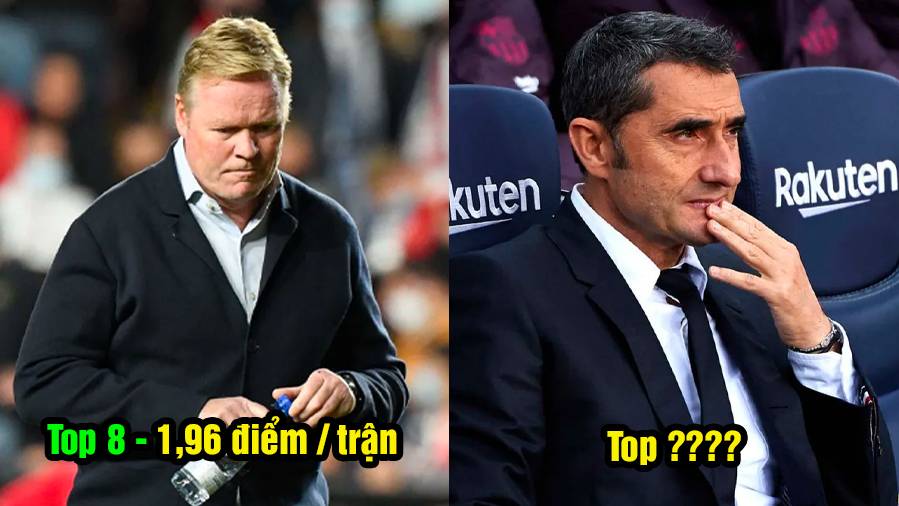 Xếp hạng điểm số trung bình của 8 HLV Barca kể từ 2003: Koeman tệ không đối thủ