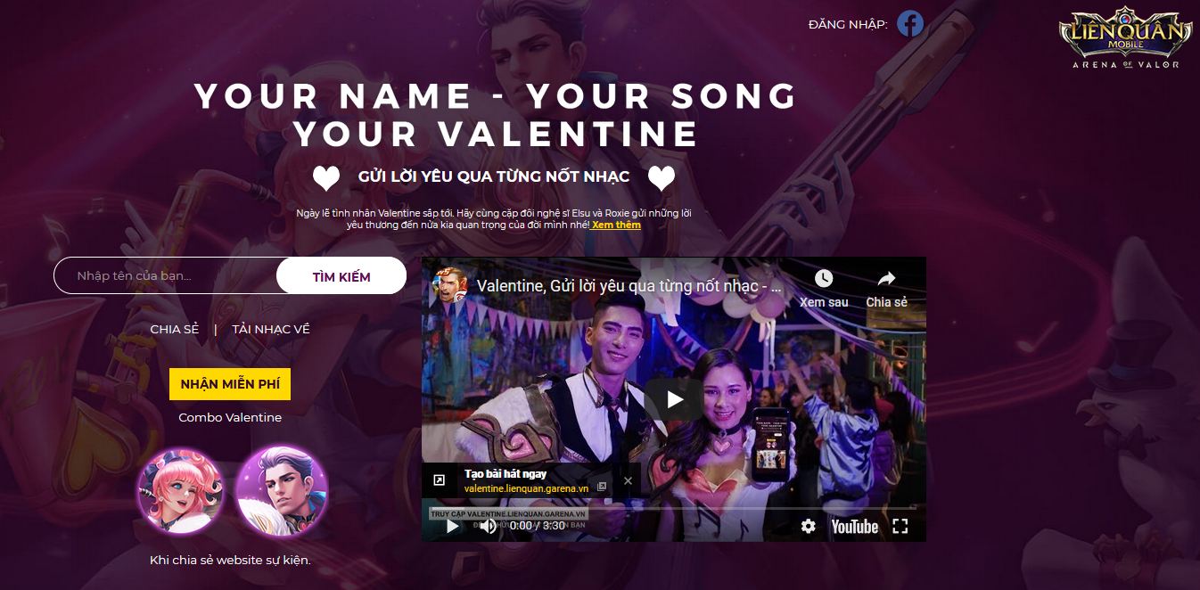 Your name your song: Món quà cho Crush của bạn ngày Valentine 2019 trên liên quân garena